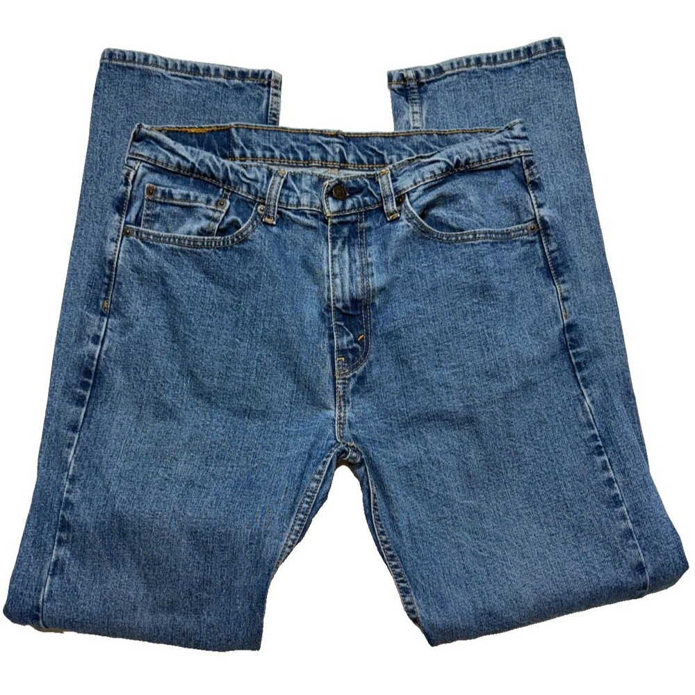 Levi's 505 Regular Fit Straight Leg Jeans Mens 34 Medium Wash Workwear GUC